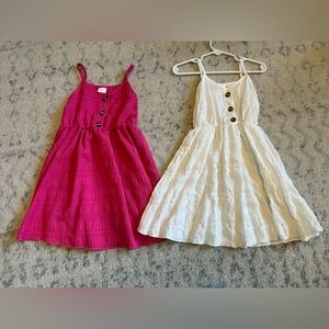 Girls' Pink & White Button-Front Spaghetti-Strap Summer Dress Set